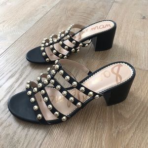 Sam Edelman Black Suri Heeled Stud Sandal
